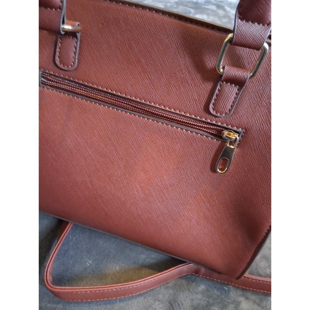 Brown Structured Satchel Bee Accent Tassel Gold Hardware Top Handle Shoulder Bag - Picture 16 of 16